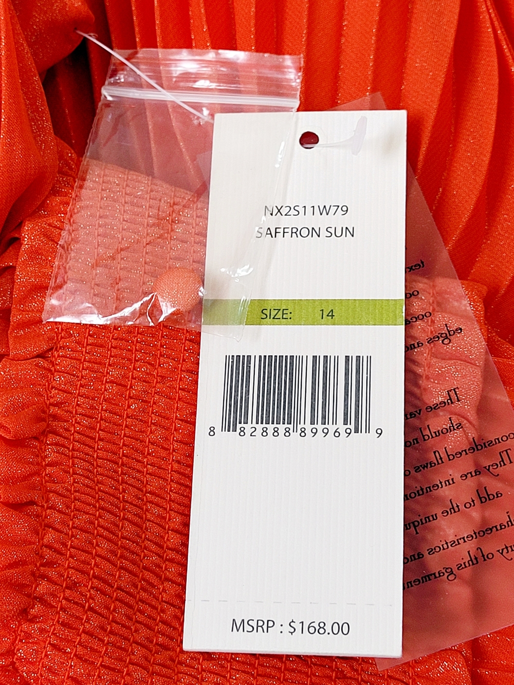 NWT Nanette Lepore Saffron Sun High Neck Smocked Pleated Midi Dress Size 14 - Picture 8 of 13
